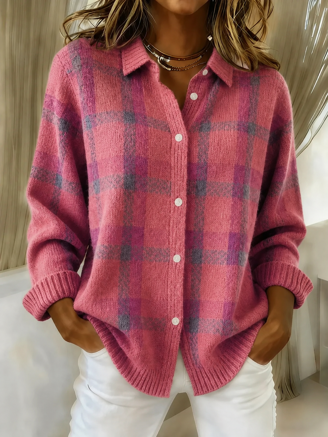ANNA | PLAID KNIT CARDIGAN