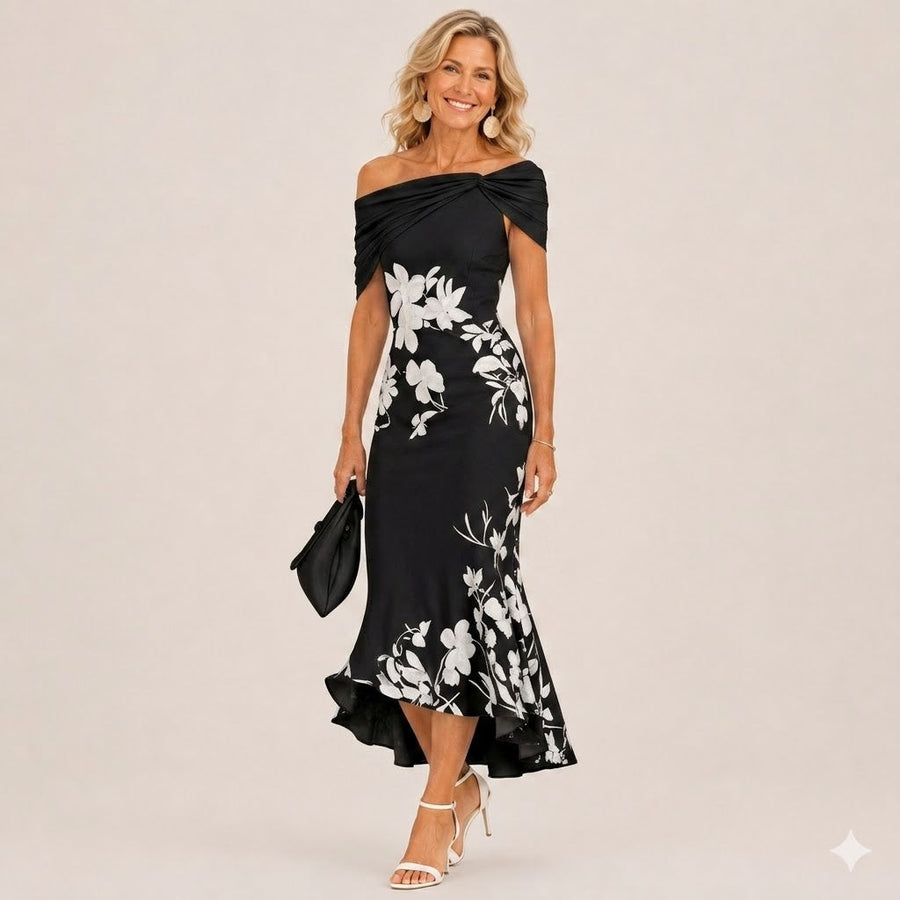 ALTHEA | FLORAL OFF-SHOULDER MIDI DRESS